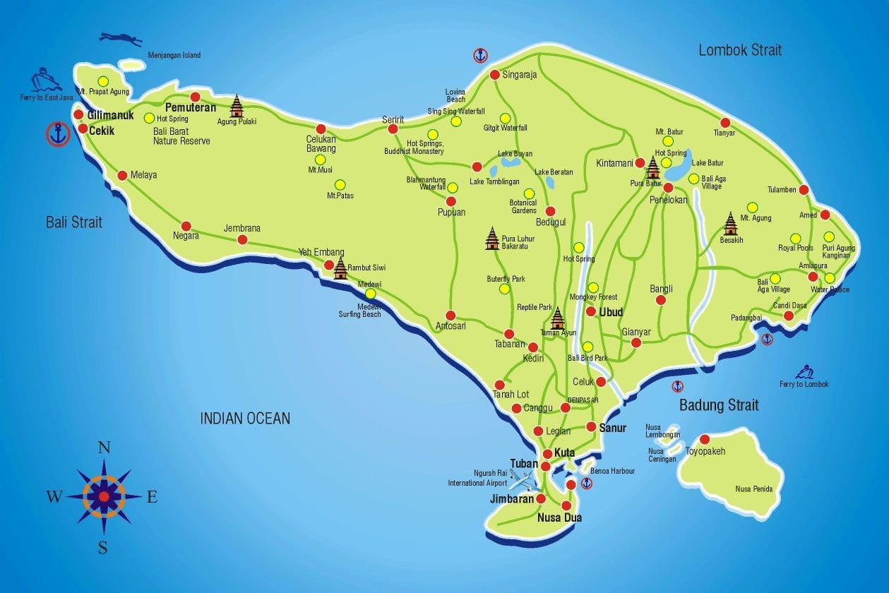 bali cities map